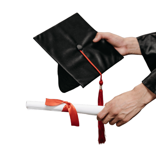 Graduation cap and rolled diploma representing certified online legal courses